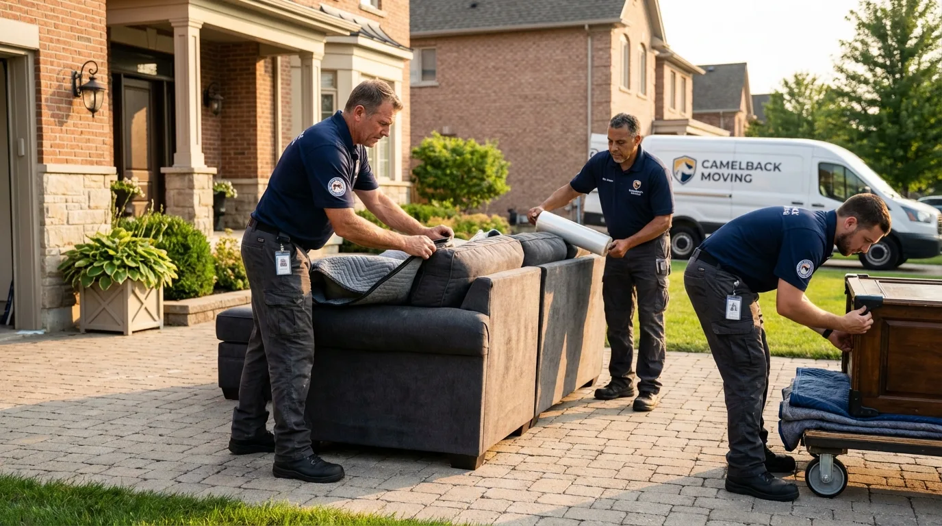 Large estate moving crew wrapping furniture in Stoneboro, PA