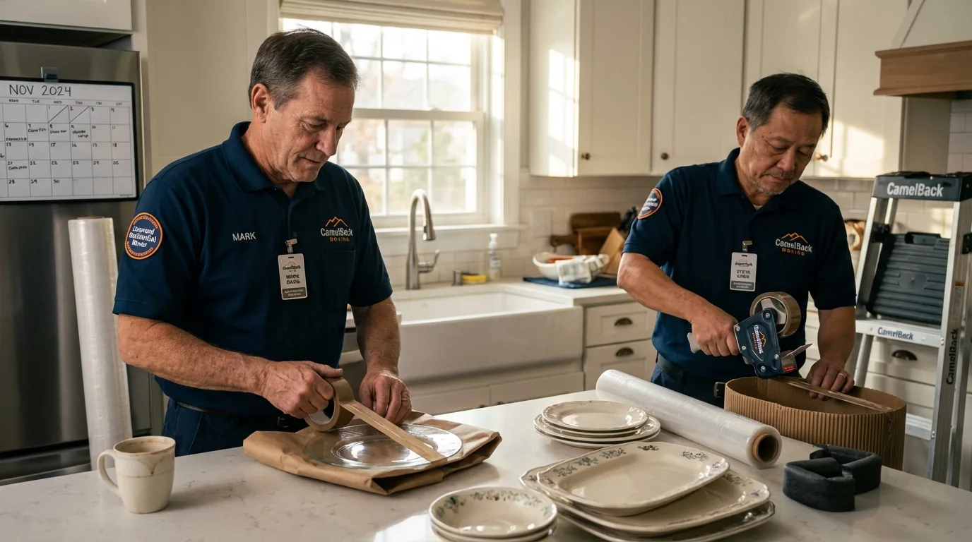 Professional crew packing kitchen dishware in Stoneboro, PA